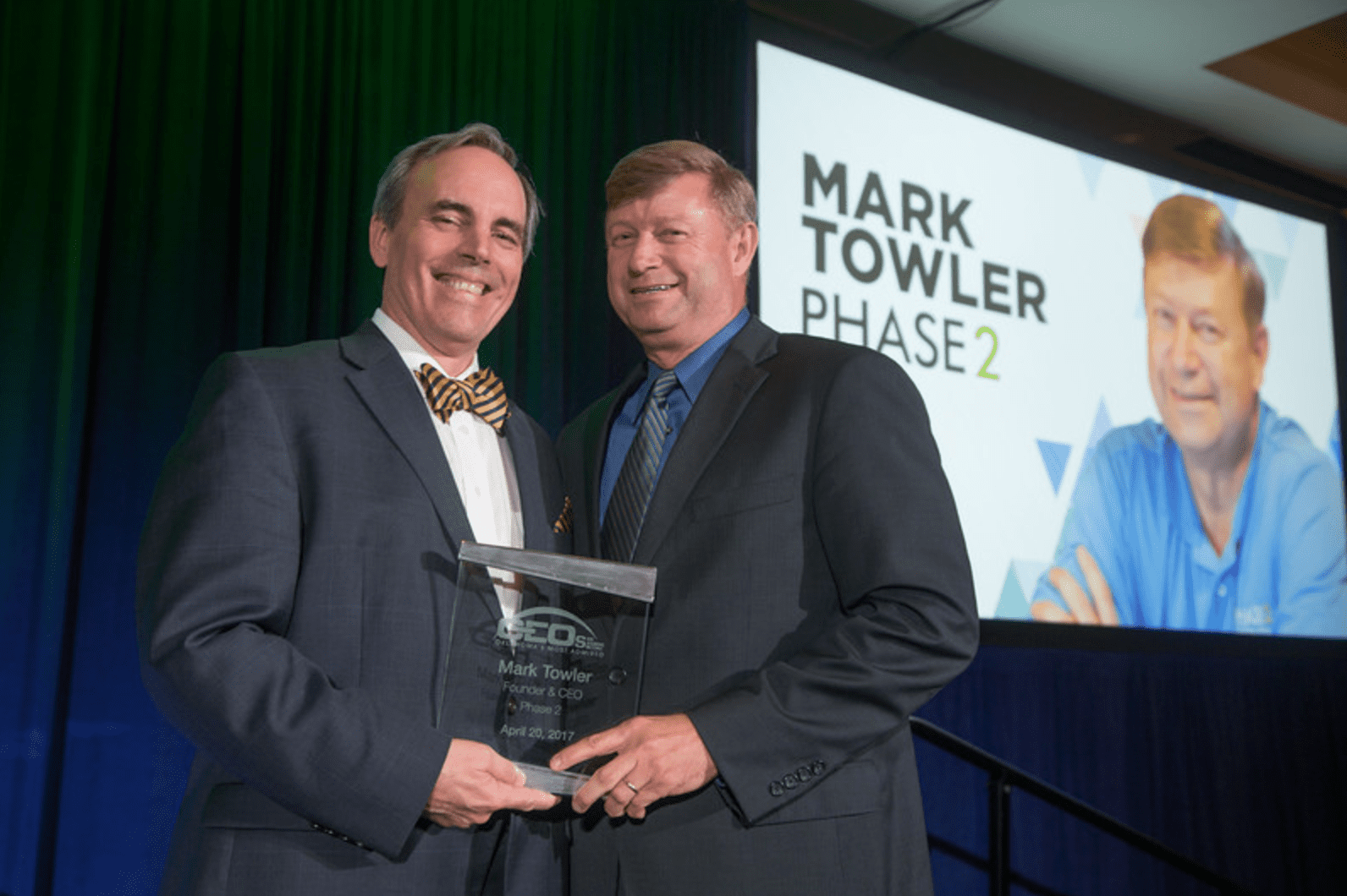 Mark Towler recieving the Most Admired CEO award from the Journal Record